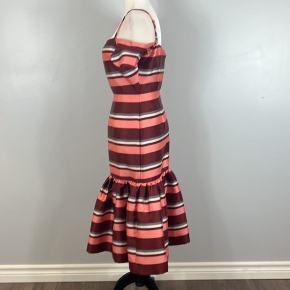 ASOS Pink, Dark Mauve, White & Grey Striped Ruffle Dress - Picture 7 of 16